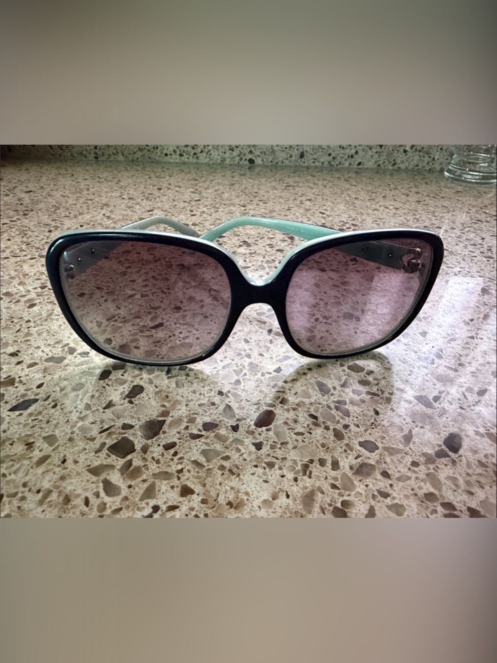 Tiffany & Co. Black Front Sunglasses with Mint Temples